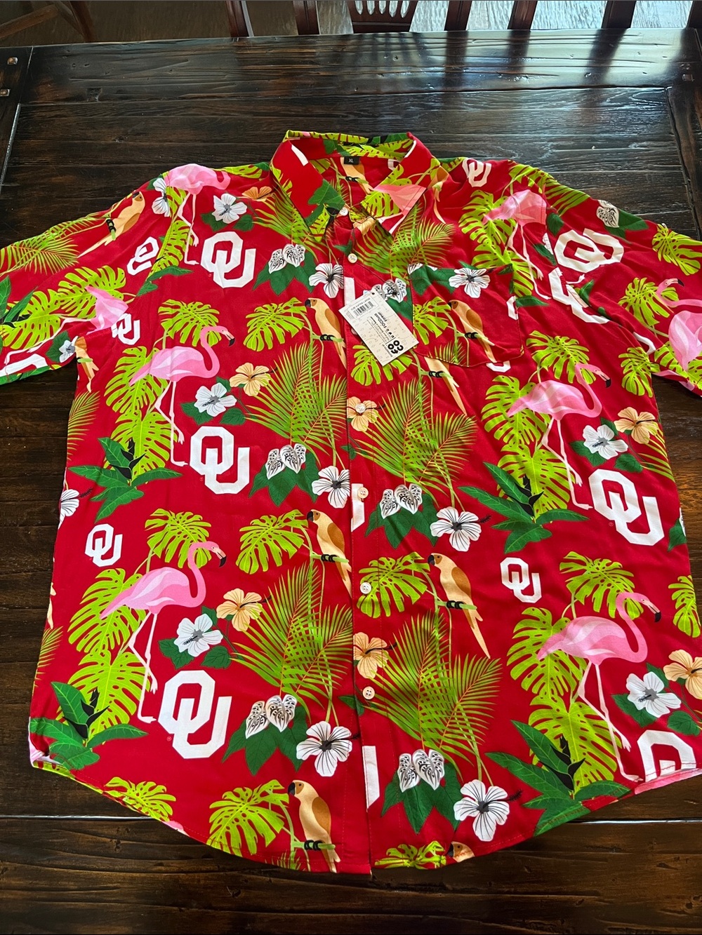 FOCO Red Tropical OU Logo Hawaiian Button-Up Shirt men xl university of oklahoma